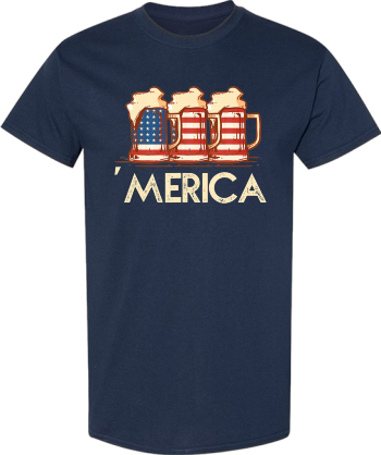 America Beer Mug American Flag Beer Lover Patriotic Drinking  Shirt