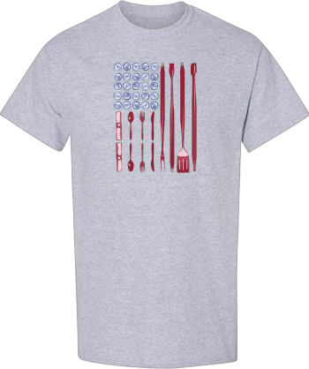 American Flag BBQ Grill And Beer Tee  Shirt