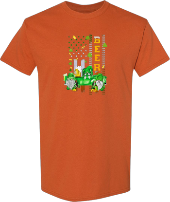American Flag Beer Gnomes Irish Shamrock Patricks Day Gift  Shirt