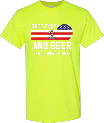 American Flag Race Cars And Beer Checkered Flag Racing Fan  Shirt
