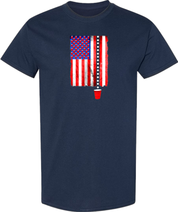 American Flag USA Beer Pong Funny 4Th July Drinking  Shirt