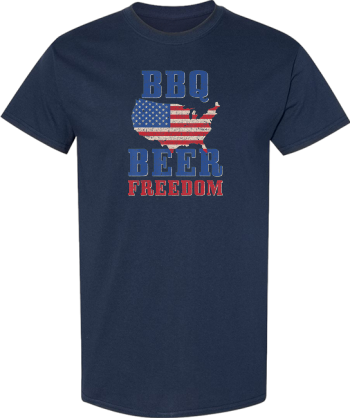 BBQ Beer Freedom USA Map American Flag  Shirt