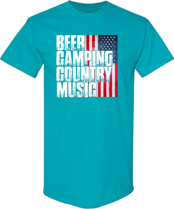 Beer Camping Country Music Patriotic American Flag  Shirt