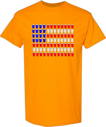 Beer Cups Pong American Flag Red White Blue  Shirt