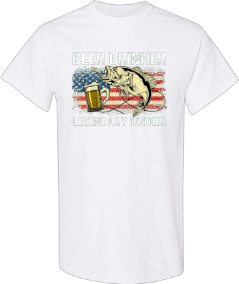 Beer Drinker Legendary Hooker Funny Fishing American Flag  Shirt