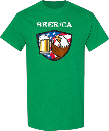 Beer July 4 American Flag Beerica  Drinking Gift Tee Shirt