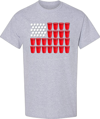 Beer Pong Flag American Pastime Humor Graphic  Shirt