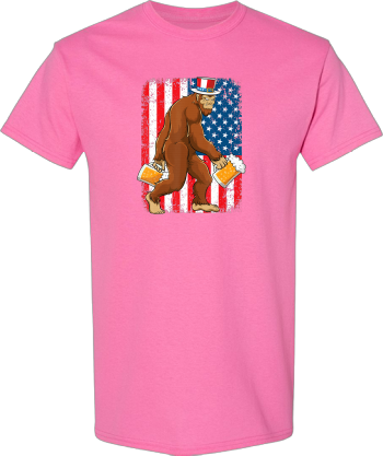 Bigfoot American Flag Beer Sasquatch Men Boys 4Th Of July  Shirt