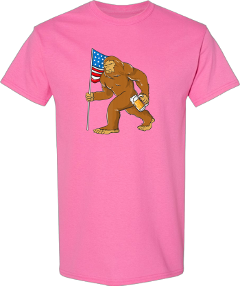 Bigfoot Fourth Of July American Flag And Beer Funny  Shirt