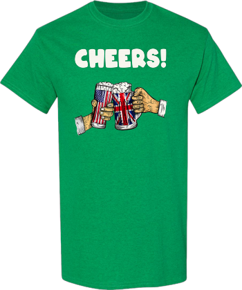 British American Flag Beer Cheers Drinking Mug Cheers  Shirt