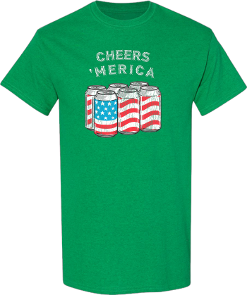 Cheers Merica Patriotic American Flag Beer Cans 4Th Of July  Shirt