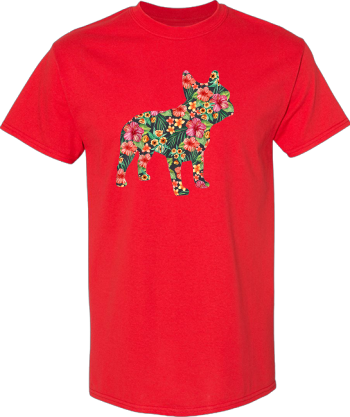 French Bulldog Flower  Floral Frenchie Dog Silhouette Tshirt Shirt