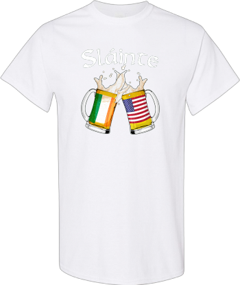 Irish Gaelic Slainte American Flag Beer St Patricks Day  Shirt