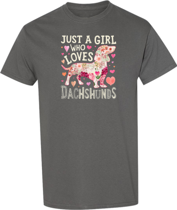 Just A Girl Who Loves Dachshunds Dog Silhouette Flower Gifts Tshirt Shirt