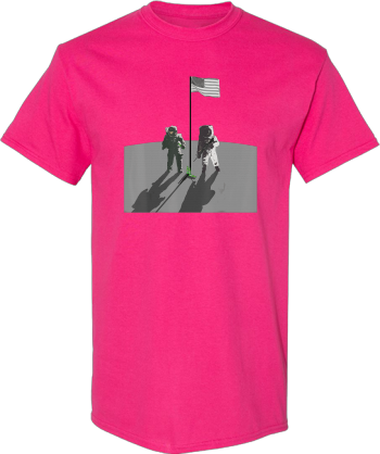 Man On The Moon AR15 Rifle  Beer American Flag  Shirt