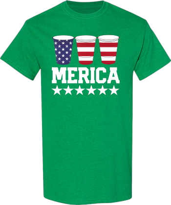 MERICA American Flag July 4Th  Beer Pong Drinking Cup Shirt
