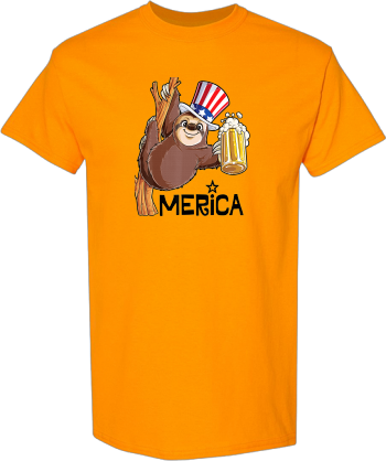 Merica Sloth 4Th Of July Uncle Sam Men American Flag Beer  Shirt