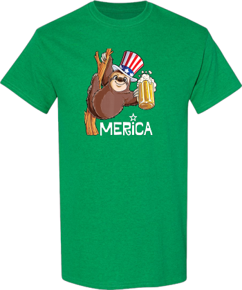 Merica Sloth 4Th Of July Uncle Sam Men American Flag Beer Tshirt1 Shirt