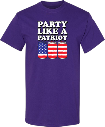 Party Like A Patriot American Flag Beer Can Graphic  Shirt
