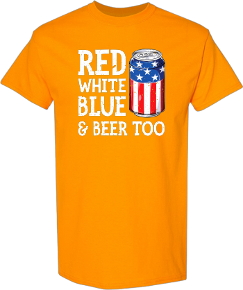 Red White Blue And Beer Too 4Th Of July Men American Flag Tshirt3 Shirt