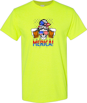 Retro American Flag USA Skull 4Th Of July Beer Drinking  Shirt