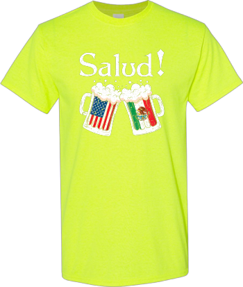 Salud Mexican Cheers Beer Drinking American Mexican Flag  Shirt