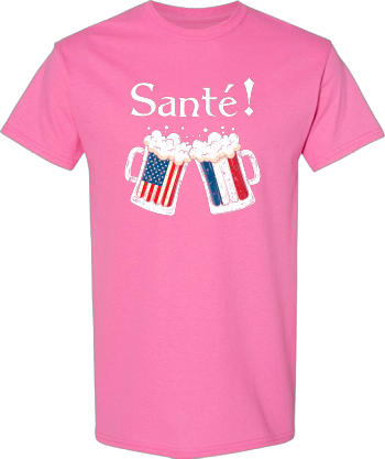 Sant  Men Women French American Flag Beer Mug Cheers  Shirt
