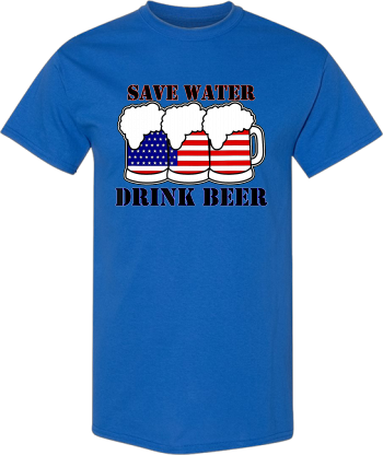 Save Water Drink Beer American Flag Beer July 4Th  Shirt