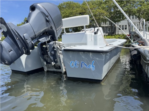 Harrison boat works  20’ tunnel skiff  Boat name Lettering from michael m, MA