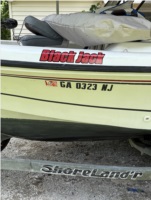 19 ft Warrior V87 Boat name and home port. Lettering from Miles H, GA
