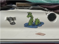 2000 Larson 23 foot LXI open bow A Decal with the Loch Ness monster installed on the transom of my boat Lettering from Rich L, PA