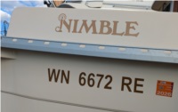 Nimble Nomad boat Lettering from Angela L, WA