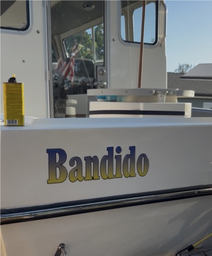 Defiance San Juan  Boat Lettering from Tim S, CA